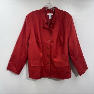 Jessica London Classic Blazer Jacket Linen Blend Red/Rust Buttons Boxy Size 18
